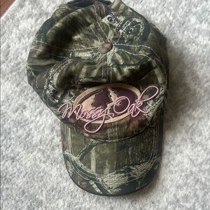 Mossy Oak Green Camo Hat with Pink Logo